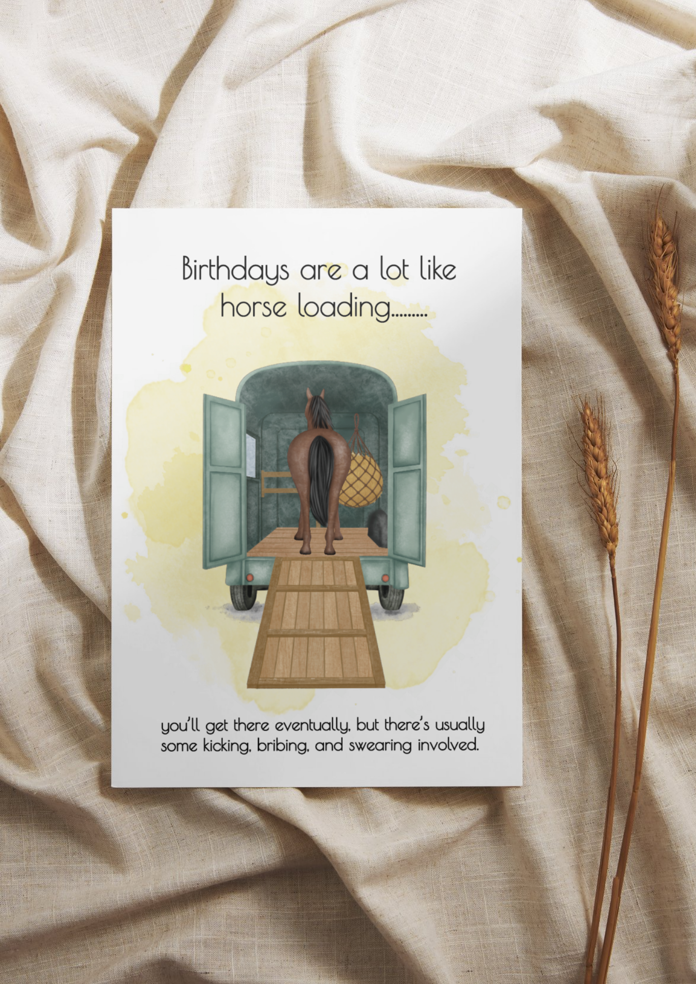 Horse Loading Cheeky Birthday Card