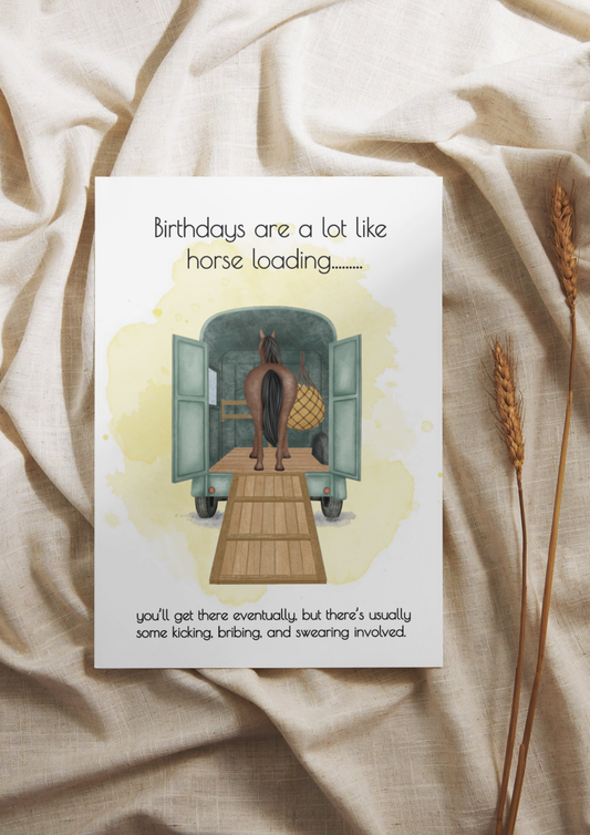 Horse Loading Cheeky Birthday Card